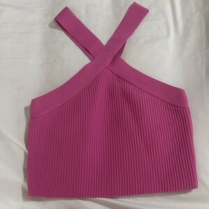 Sincerely Jules Fuchsia Ribbed Crop Top